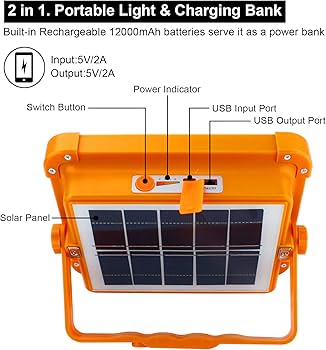 200Watt and 400 Watt and 600Watt Solar  LED Light with 15000 And 25000MAH Solar Power Bank , 4 Modes, Waterproof Portable Solar Power Outdoor Working Light