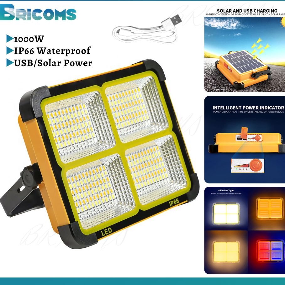 15000 MAH SOLOR POWER BANK WITH 200W LED Solar Work Light with 4 Modes, Waterproof Portable Solar Power Outdoor Working Light