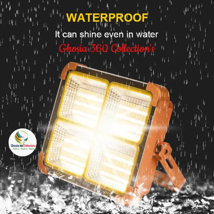 200Watt and 400 Watt and 600Watt Solar  LED Light with 15000 And 25000MAH Solar Power Bank , 4 Modes, Waterproof Portable Solar Power Outdoor Working Light