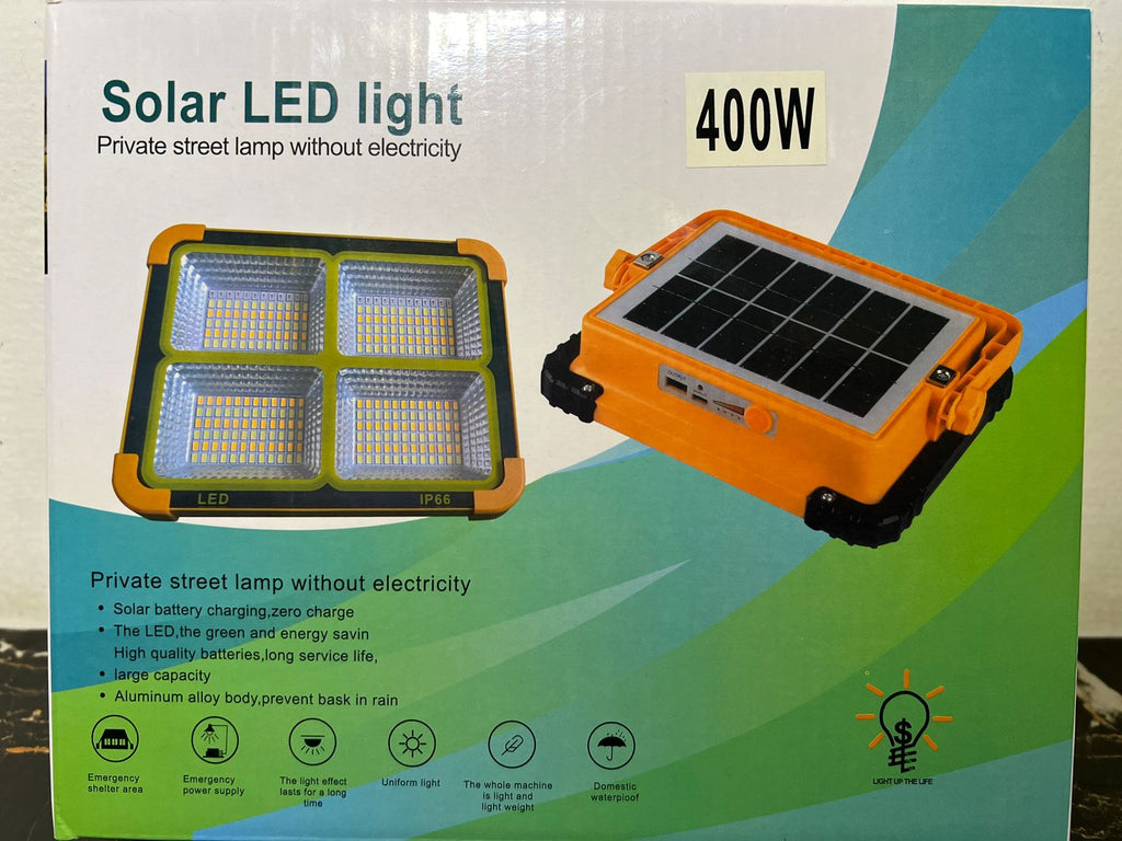 200Watt and 400 Watt and 600Watt Solar  LED Light with 15000 And 25000MAH Solar Power Bank , 4 Modes, Waterproof Portable Solar Power Outdoor Working Light