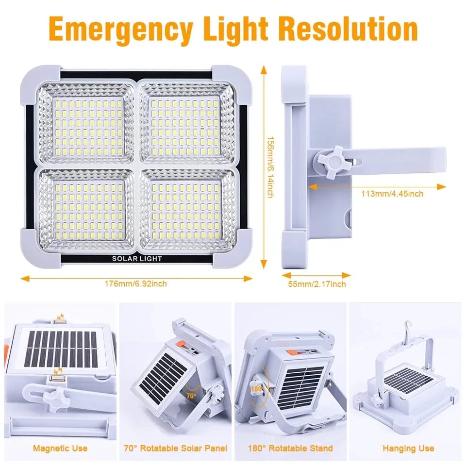 800Watt Solar LED Light with 50000MAH Solar Power Bank , 4 Modes, Waterproof, Portable Solar Power Outdoor Working Light