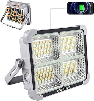 800Watt Solar LED Light with 50000MAH Solar Power Bank , 4 Modes, Waterproof, Portable Solar Power Outdoor Working Light